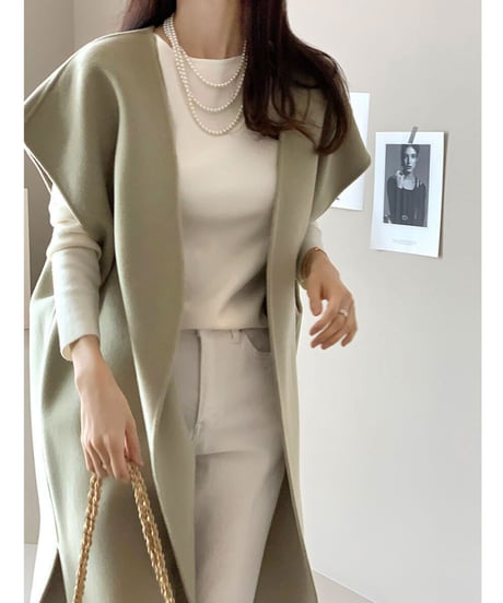 long knit gilet / 3color　hm2594