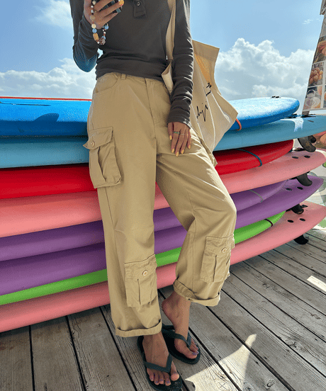 wide leg cargo pants / 2color　hm1343