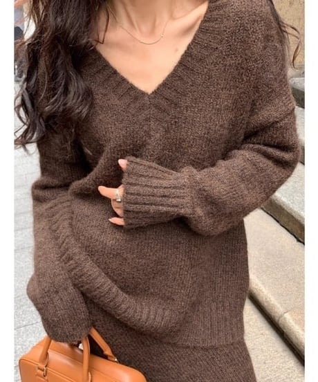 relaxe knit & skirt set-up / 4color　hm1808