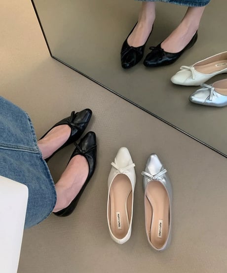 toe bow flats shoes / 3color　hm2117