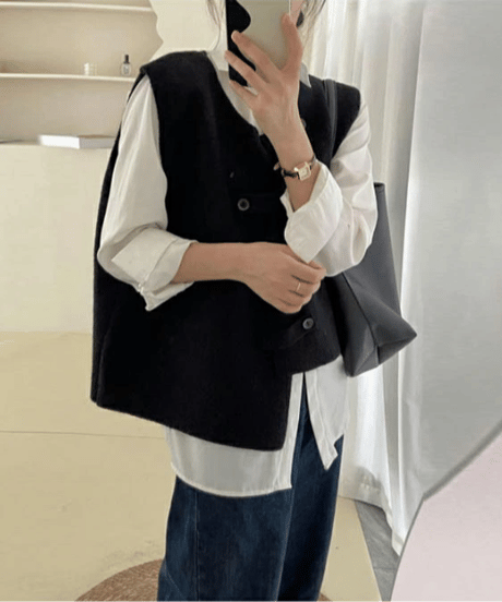 asymmetry wrap vest / 3color　hm2615
