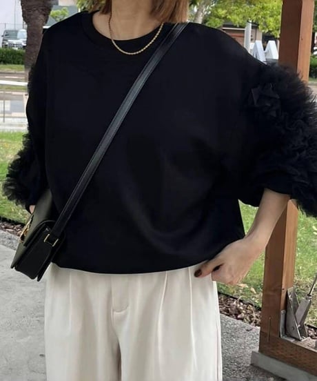 tulle sleeve sweatshirt / 3color　hm2661