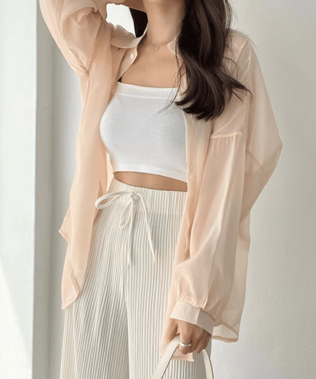 sheer loose shirt / 7color　hm2881