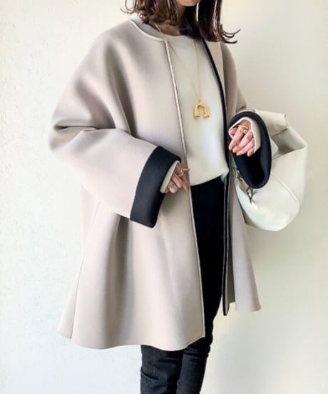 a-line bi-color coat　hm2595