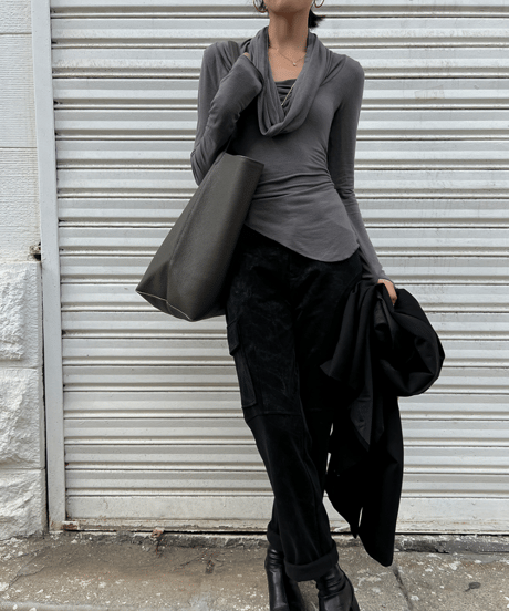 cowl neck long sleeve top / 2color　hm1151