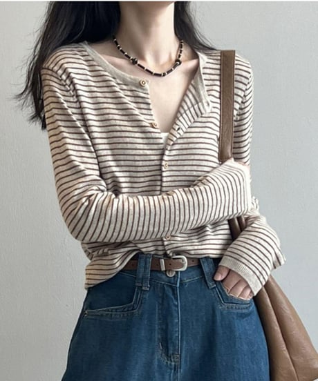 slim stripe cardigan  / 5color　hm2642