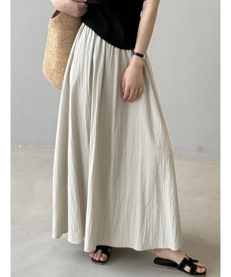 pleated maxi skirt / 4color　hm2324
