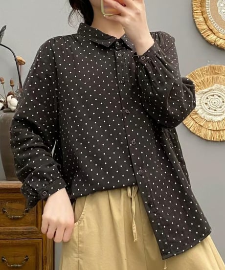 dot button-up shirt / 4color　hm2493
