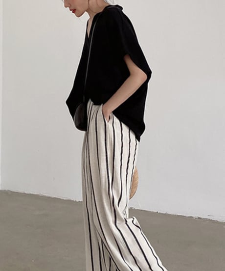 v-neck linen top / 2color　hm1466