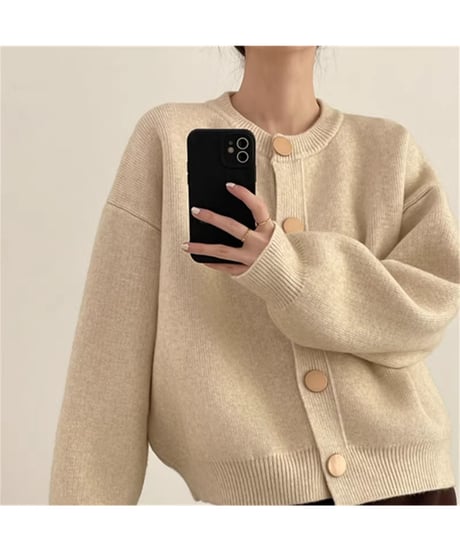 crewneck knit cardigan   / 3color　hm2603