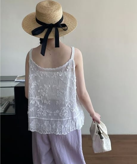 embroidery camisole / 2color　hm2250