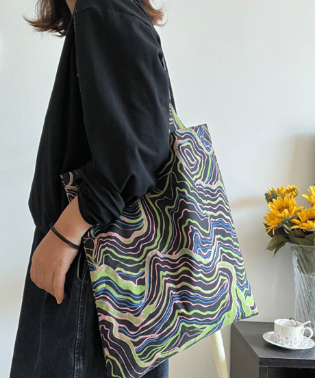 wave pattern tote bag　hm2332