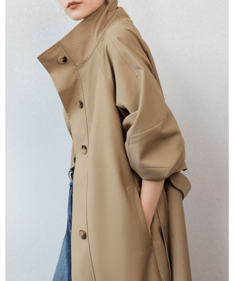 stand collar long coat　hm1843