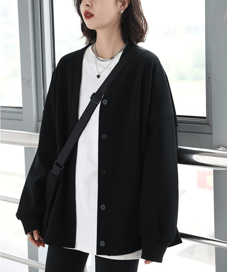 oversized v-neck cardigan / 2color　hm2604