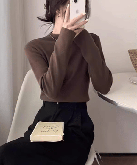 simple high-neck knit / 9color　hm2695