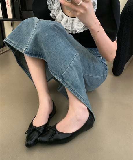 toe bow flats shoes / 3color　hm2117