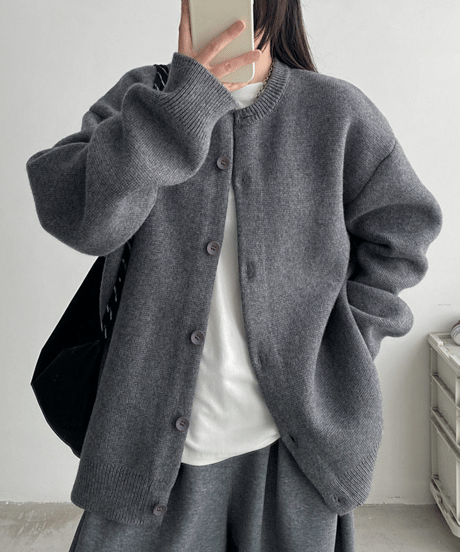 oversize crewneck cardigan / 2color　hm2714