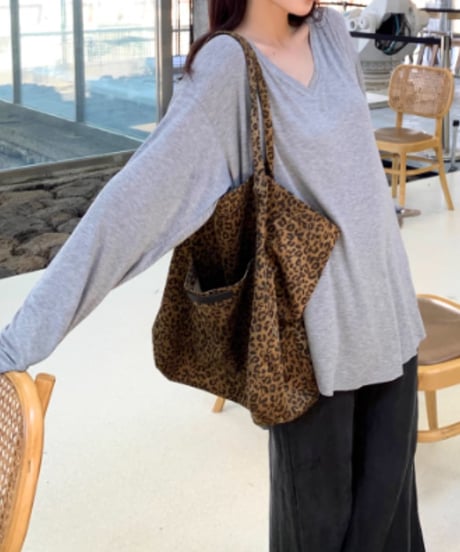 leopard wide tote bag　hm1994