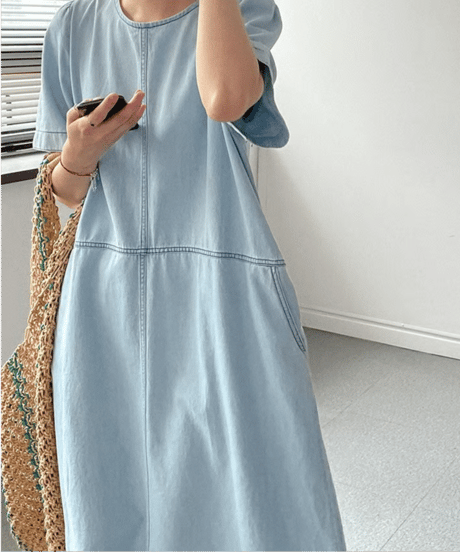 denim midi dress / 2color　hm2860