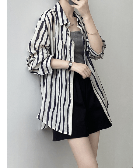 striped button shirt / 2color　hm2519