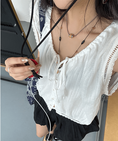 lace tank blouse / 2color　hm2418