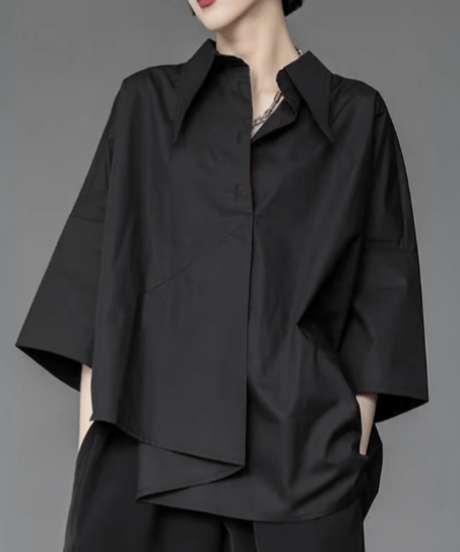 asymmetric casual shirt / 2color　hm2504