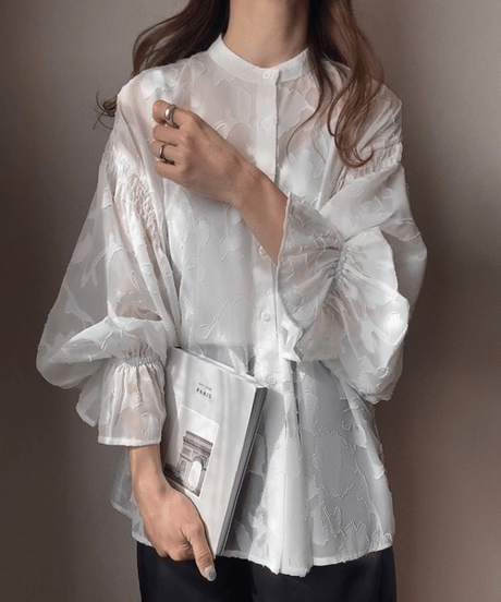sheer floral blouse / 4color　hm2821