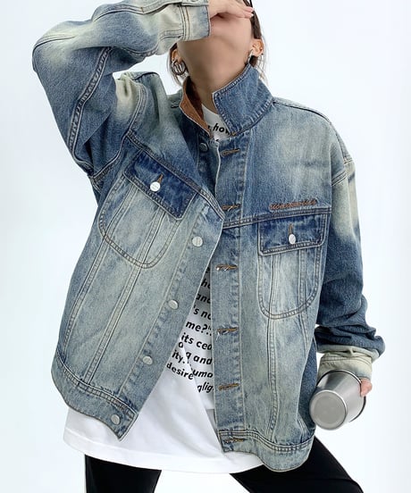 denim embroidered jacket　hm1947