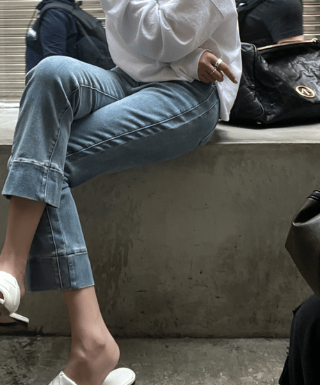 semi-flared denim pants / 2color　hm1300