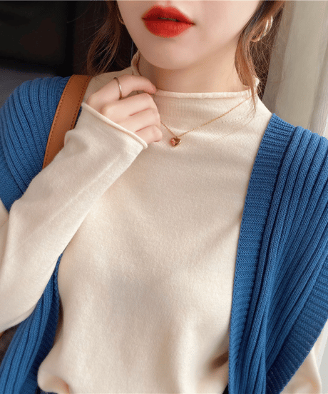 simple high-neck knit / 9color　hm2695