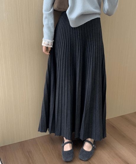 pleated knit skirt / 4color　hm2717