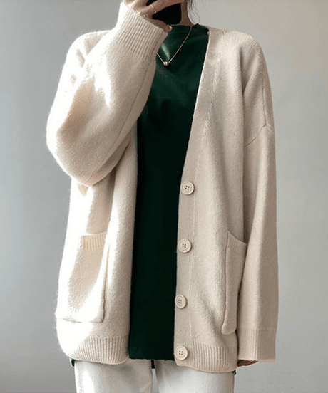 fluffy v-neck cardigan / 4color　hm2670