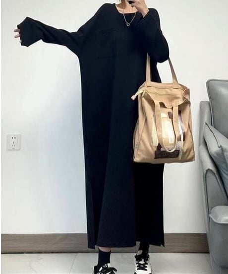 side slit long dress / 3color　hm1706