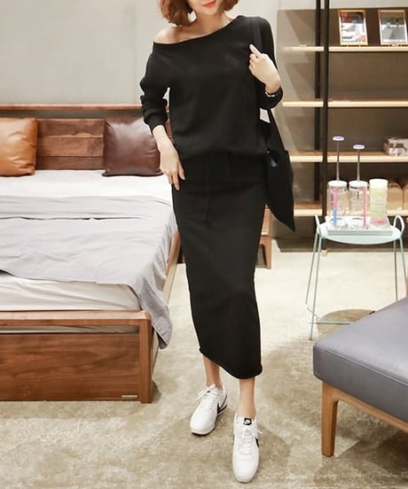 sweatshirt & skirt setup / 2color　hm2036
