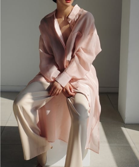 oversize sheer long-shirt　hm1589