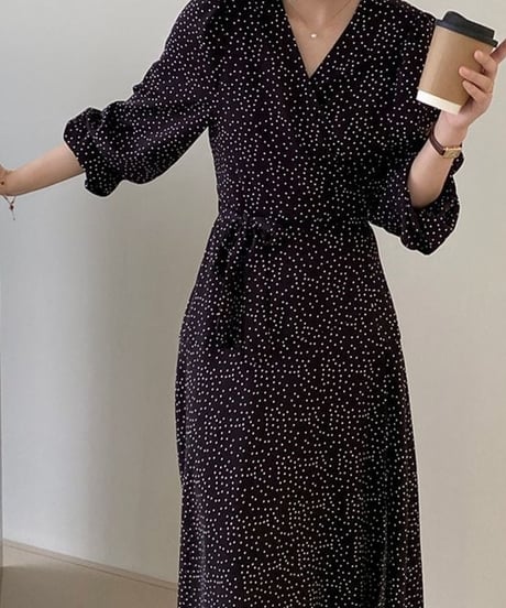 《即納》dot wrap long dress　hm2240