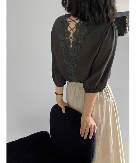 back lace blouse / 2color　hm2249
