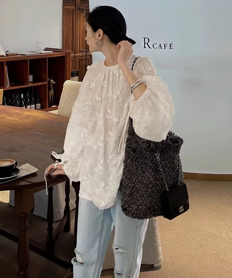 即納》flower embroidery blouse hm1374 | Her Me