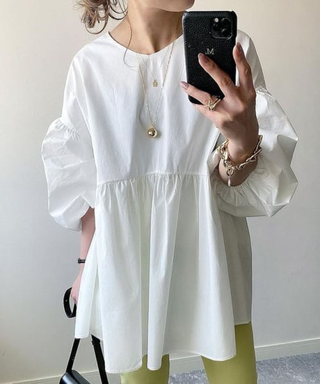 gather flare blouse / 2color　hm2579