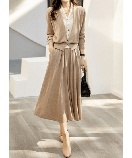 《即納》layered knit cardigan / 4color　hm2722