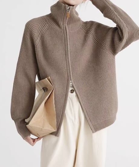 double zip cardigan / 4color　hm1830