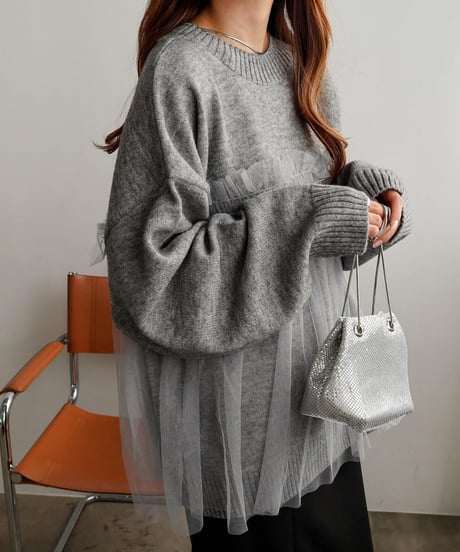 tulle knit top / 3color　hm2640