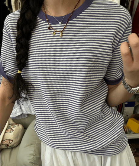 relaxed border tee / 2color　hm2351