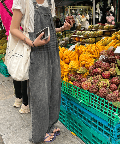 tuck denim overall / 2color　hm1277