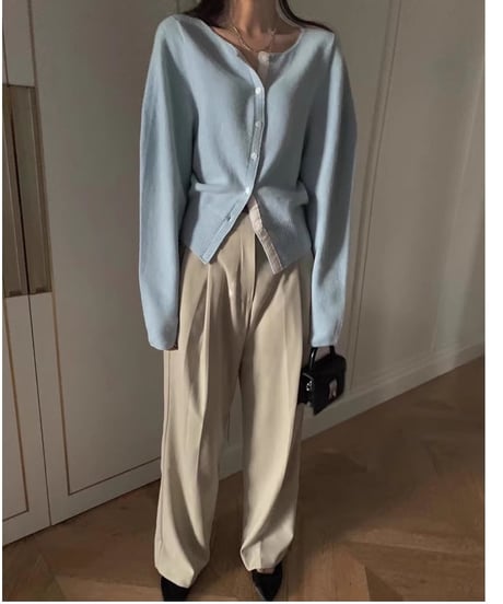 bi-color knit cardigan / 3color　hm1856