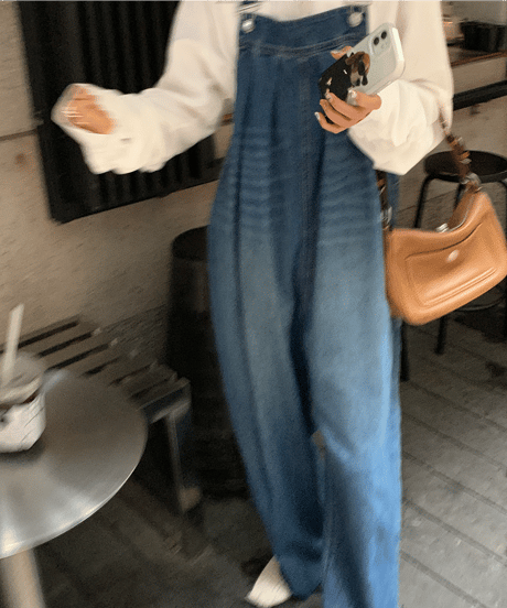 tuck denim overall / 2color　hm1277