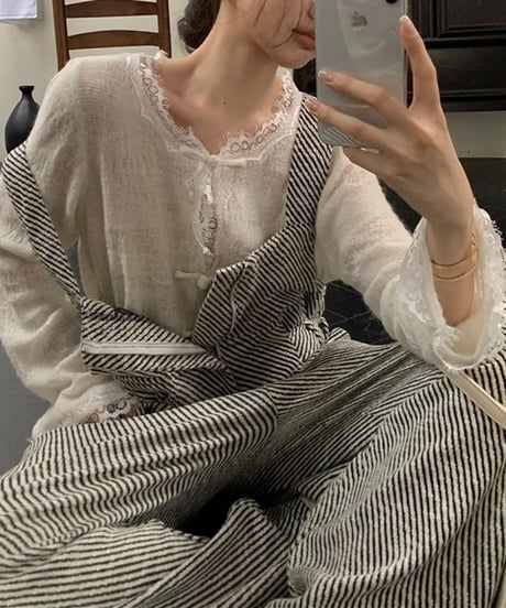 loose wide pants overalls　hm1993