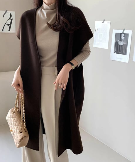 long knit gilet / 3color　hm2594
