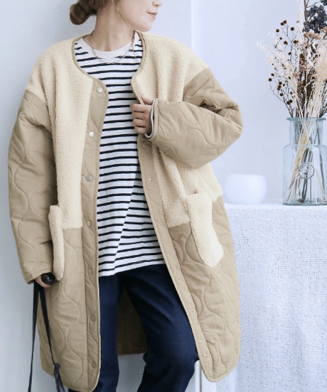 hybrid quilted coat / 3color　hm2570