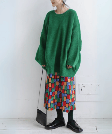 big size knit pullover / 2color　hm1786